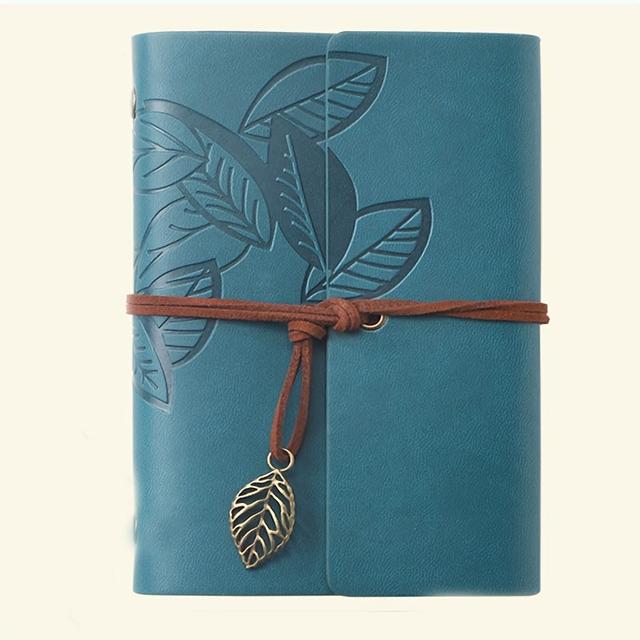 TEMU Retro Leaf Leather Loose-leaf Notebook Strap Portable Travel Record Hand Ledger Learning Stationery