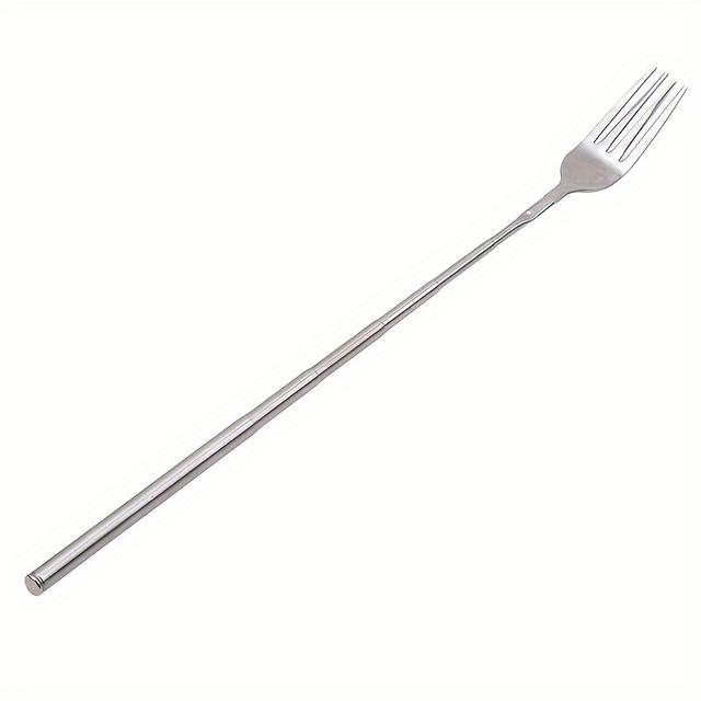 TEMU Stainless Steel Telescopic Fork With An Extendable Long Handle For Barbecuing, Dining, And Serving Desserts, Ranging From 8.7 To Inches
