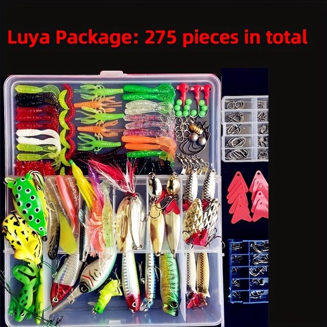 TEMU Lure Set 275pcs Water Sequins Lightning Vib Minnow Pencil Fake Lure Casting Aid Frog