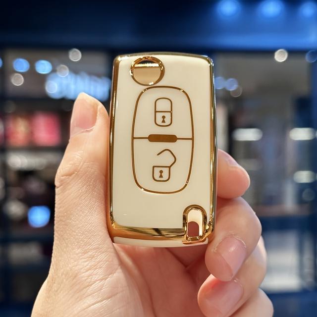 TEMU Schlüsselanhänger-Gehäuse für for PEUGEOT Modelle 207, 307, 308, 407, 408, 3008, 5008 und Citroen Modelle C2, C3, C4, C5, C6, C8 - 2 Tasten Schlüsselhülle Abdeckung