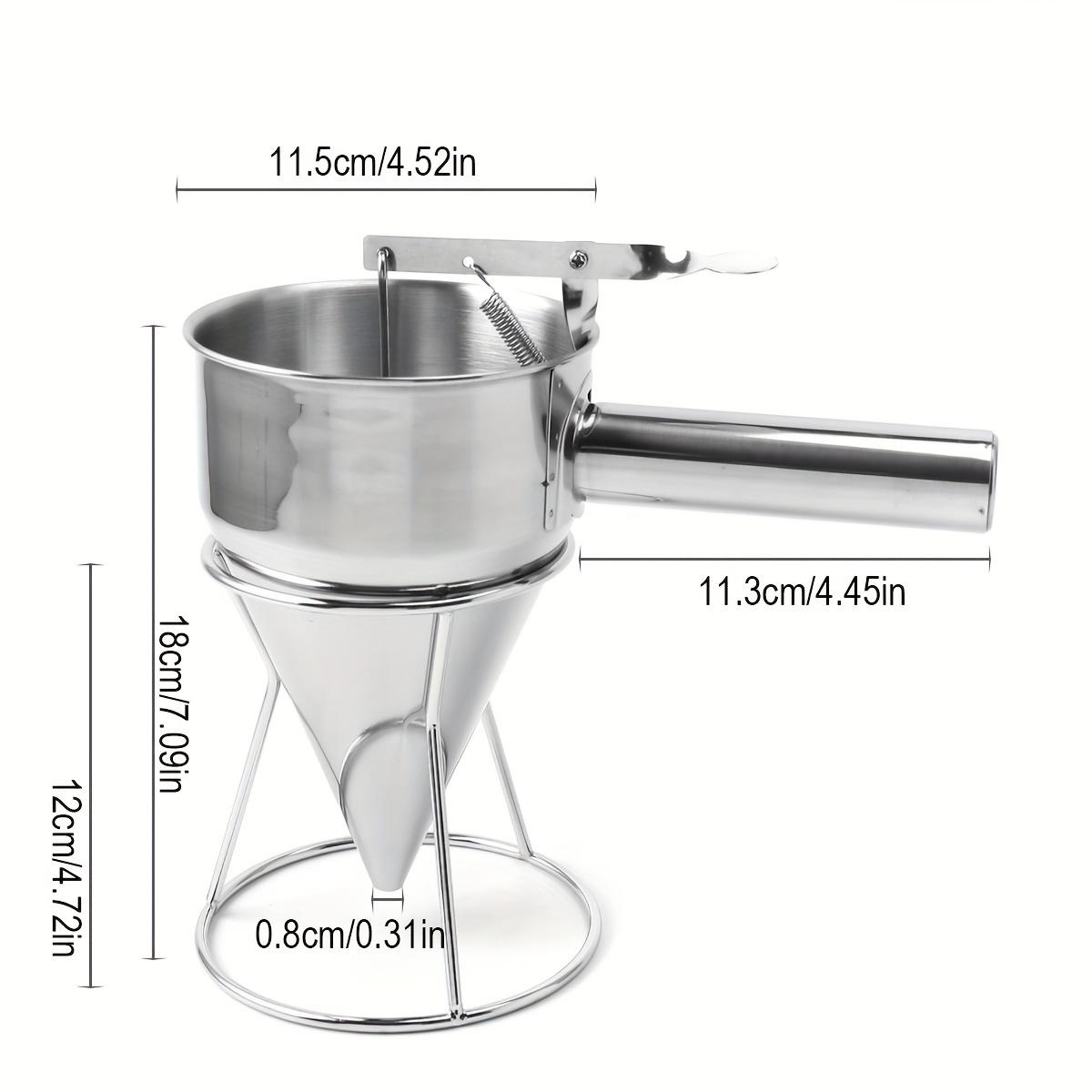 TEMU 1pc 600ml Capacity Funnel Dispenser, Stainless Steel Pancake Batter Dispenser With Stand Detachable Handle Pancake Dispenser For Takoyaki, , Cupcakes, Muffins, Waffle Cooking