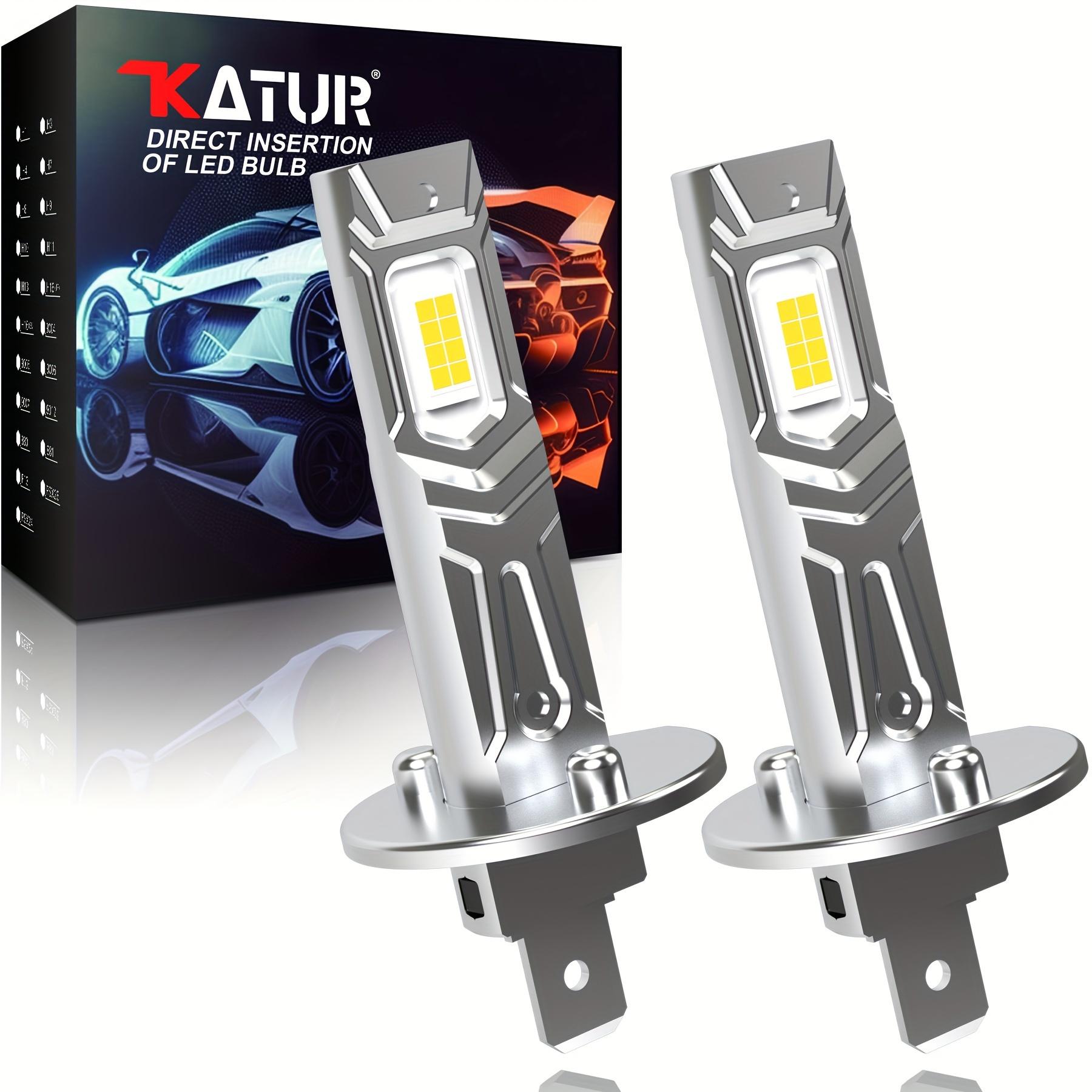 TEMU 2pcs High Power H1 Led Car Fog Lights Headlight 1:1 Mini Size Headlamp 6000k Car Lamps Plug And Play Antifog Drl Bulbs, Without Battery