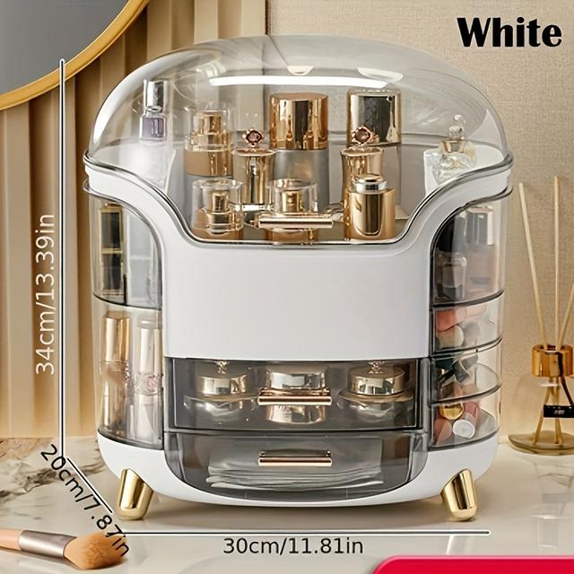 TEMU Luxury Plastic Organizer With Insert Mount, Large Capacity Dustproof Skincare Storage Rack, Desktop Makeup Holder, Cosmetics Storage Box, Divided Storage