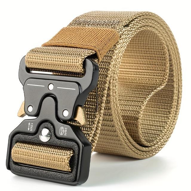 TEMU Tactical Nylon Belt With Multifunctional Outdoor Buckle, Quick-release Buckle For Climbing Backpacks, Polyester Fiber, Black, Hunting Accessory, Tactical Accessory|stylish Buckle| Nylon,