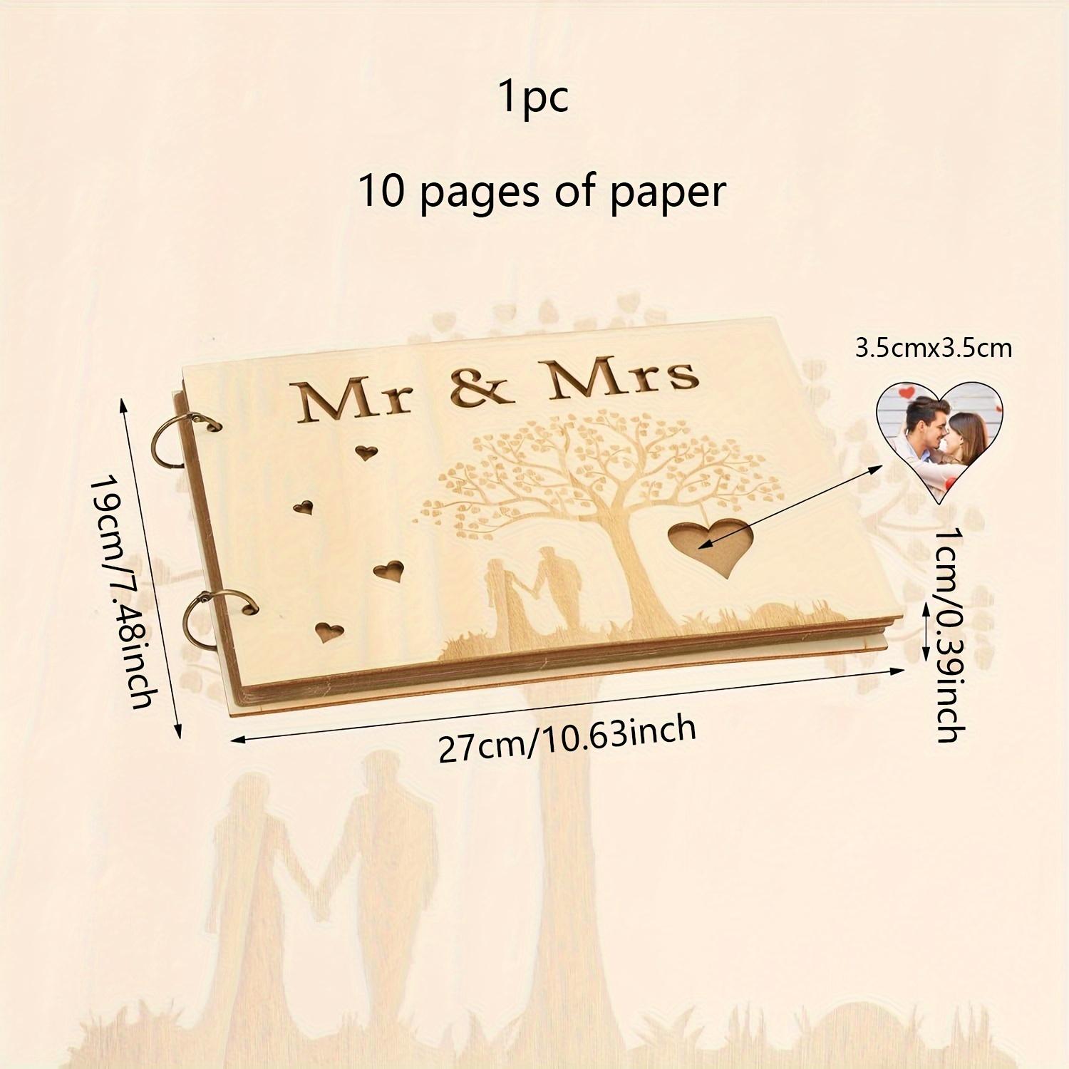 TEMU Wooden Guest Book For Weddings & Engagements - Engraved Album, 10 Pages, Anniversary Celebrations