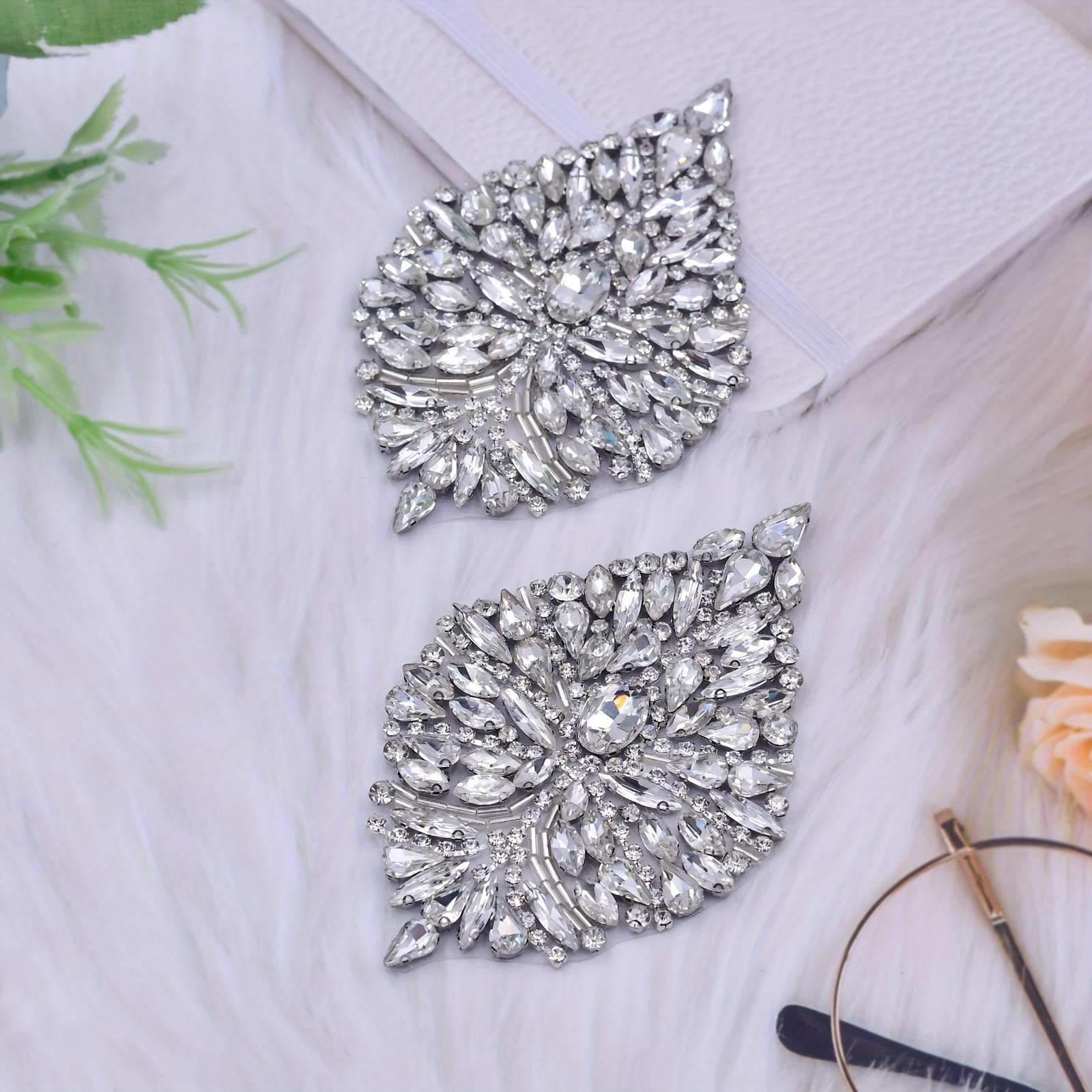 TEMU 2 piezas de apliques plateados de diamantes de , parche para coser, zapatos de vestir, decoración y adiciones