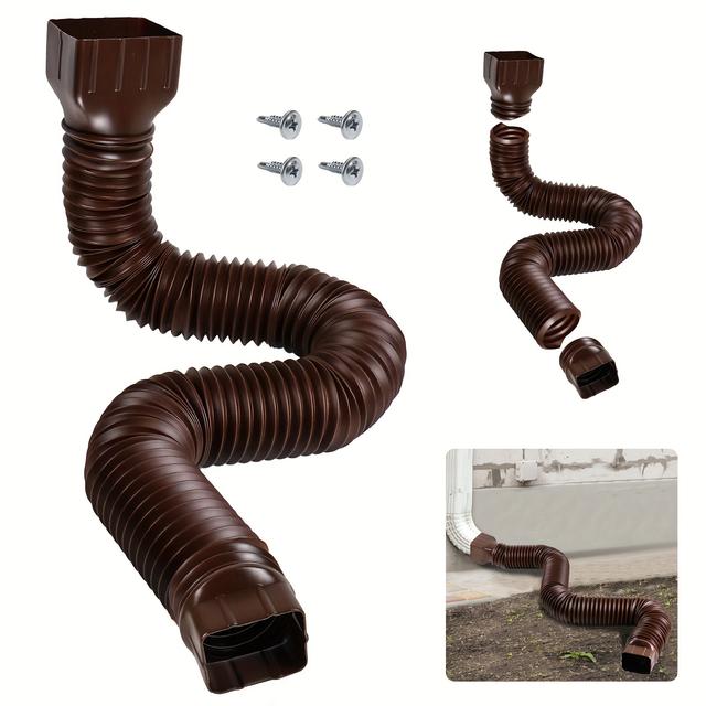 TEMU 1pc/2pcs Upgrade Downspout Extender,abs+pe Folding Telescopic Rainwater Drainage Pipe Connector,flexible Rain Drain Extender From 17 To