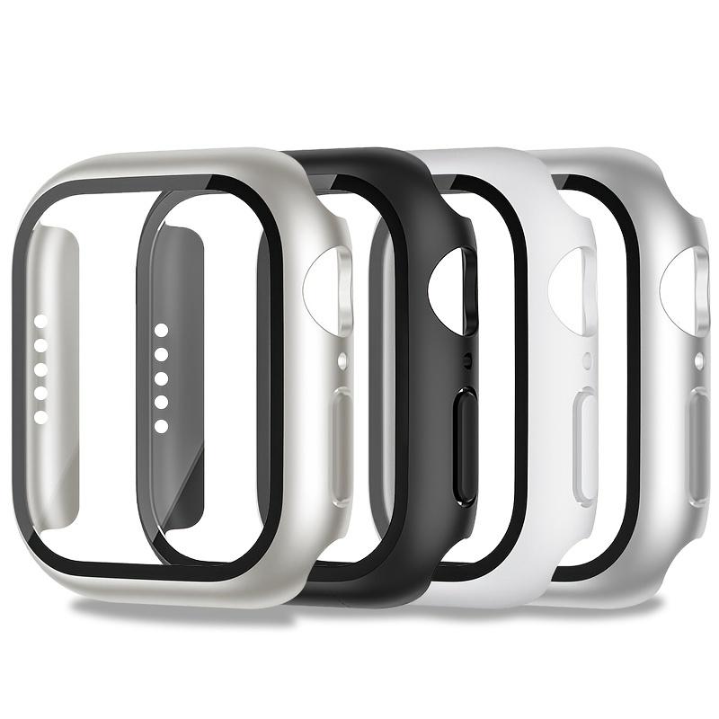 TEMU 4pcs Case Built-in Tempered Glass Screen Protector Compatible With Iwatch Series 41mm 45mm Se 5 4 40mm 44mm Hard Pc Case For Iwatch Overall Protective Cover Additions