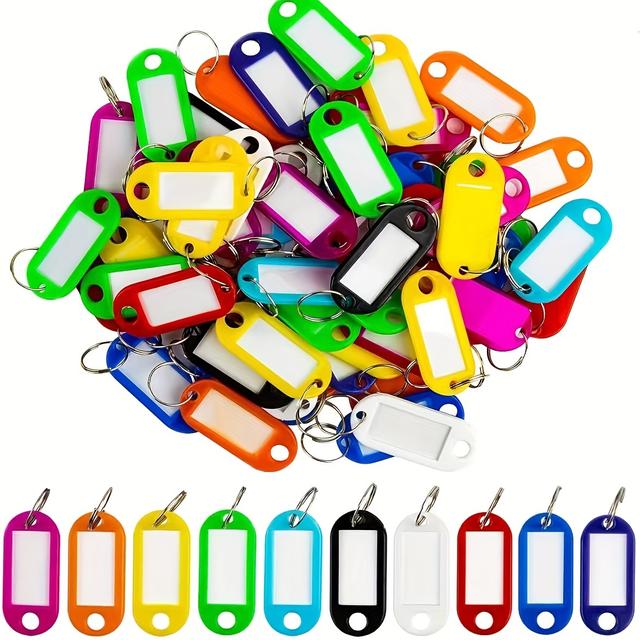 TEMU Key Tags With Labels 50pcs Key Tags, Key Labels, Plastic Key Tag, Key Rings, 10 Colors