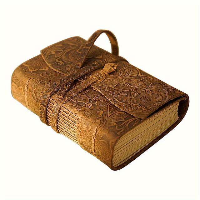 TEMU 1pc Premium Faux Leather Journal Book - 400 Pages, Handmade Notebook For Sketching & Writing