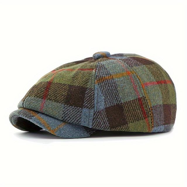 TEMU Nuevo Boina de Estilo Newsboy de Otoño, Gorro Plano para Hombre, Boina Vintage a Cuadros para Mujer, Sombrero de Pintor en Estilo
