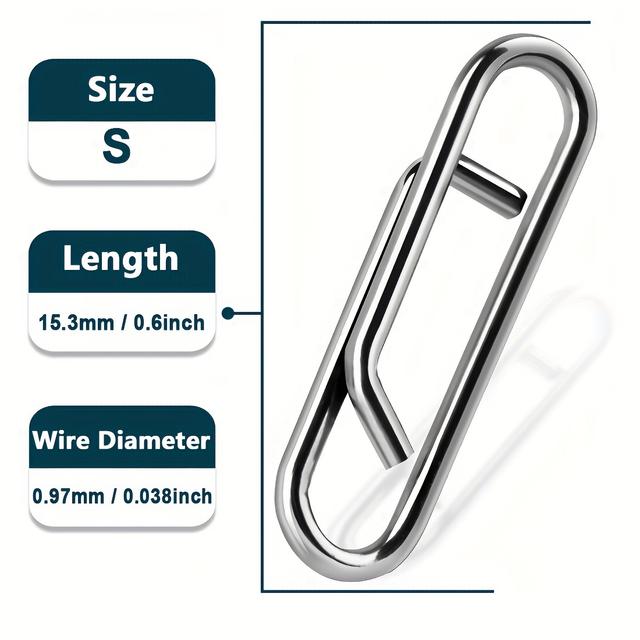 TEMU 50 Stainless Steel Fishing Clips For Quick Saltwater Fishing Bait Connectors