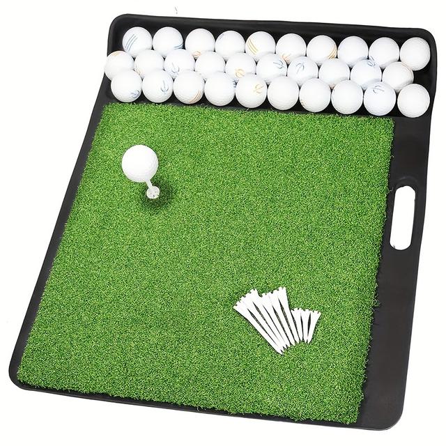 TEMU Golfmatta, Golfträffmatta Med Golfbollbricka, Konstgräs, Bärbar Golfträningsmatta För Inomhus- Och Utomhusgolftillbehör Golfpresent För Män