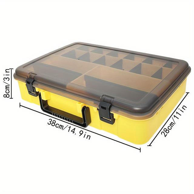 TEMU Niutianyang Double-layer Fishing Tackle Box - Large Capacity, Durable Pp Material, Portable Lure & Bait Organizer For , Fishing Lures And Baits, , Tackle Storage