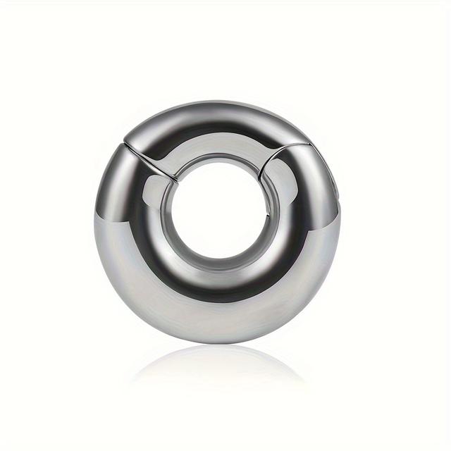 TEMU 1pc Chunky Hoop Ear Weights Stainless Steel Ear Gauges Earrings Ear Plugs For Stretched Earlobe Body Jewelry