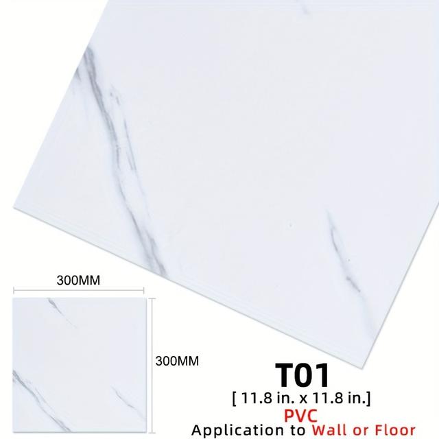 TEMU 10/pcs Pvc Marble Floor Sticker Self-adhesive Wall Sticker Waterproof Bathroom Decorative Sticker 30*30cm