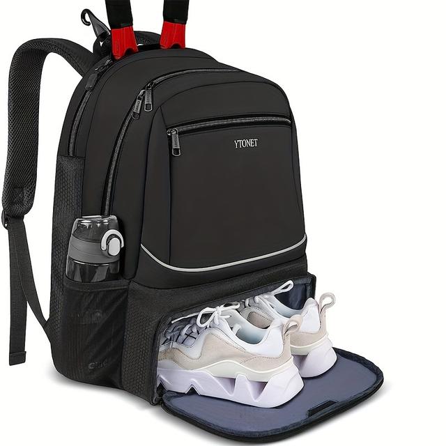 TEMU Tenisz Táska Teniszhátizsák 2 Ütővel Nőknek Férfiaknak Nagy Ütőtáskák Szigetelt Zsebbel Szellőztetett Cipőrekesz Tartalmaz Badmint, Pickleball Ütőket Labdák Kiegészítő, Valentin-napi ajándék