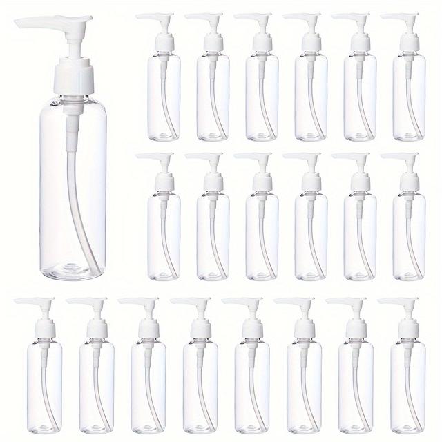TEMU 25pcs 100ml(3.38fl. Oz) 4x15cm Refillable Pet Plastic Pump Bottle For Liquid Soap