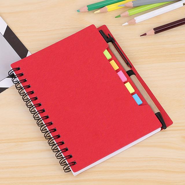 TEMU 1pc Spiral Coil Portable Small Notepad With Paper Cylinder Pen And Fluorescent Label, Portable Meeting Notebook, Use, Student Diary, Record Book