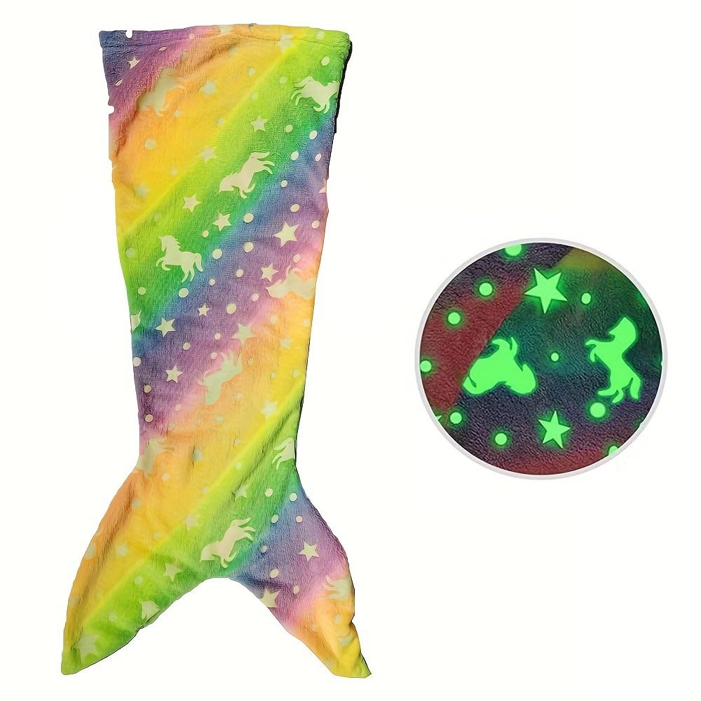 TEMU Mermaid Starry Sleeping Bag - Flannel Luminous Blanket - Throw