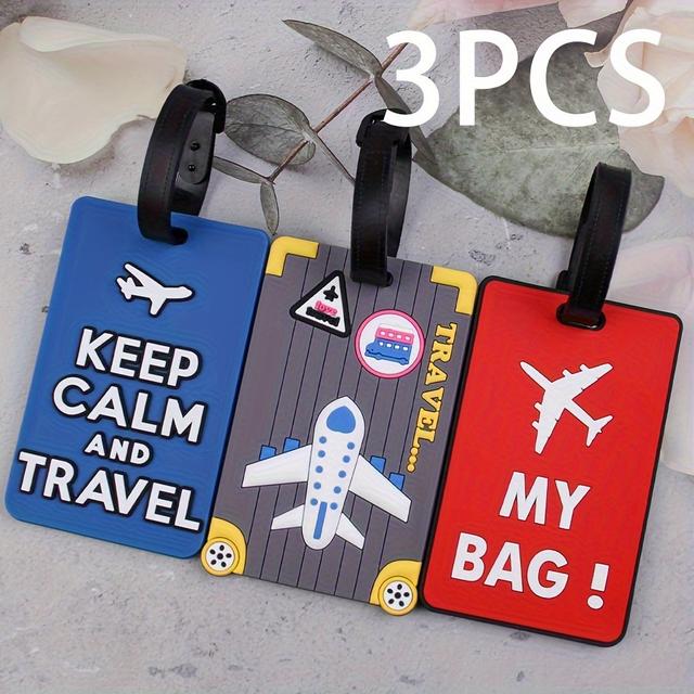 TEMU 3pcs Creative Pvc Travel Tags With Airplane And Travel Themes - Travel, !