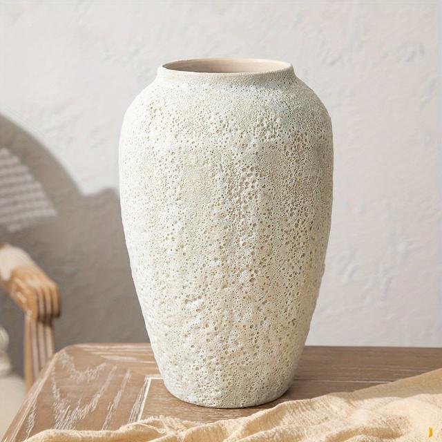TEMU Vase En Céramique 1 Pièce, Grand Vase de Ferme, Poterie de Décoration Rustique, Vase À Fleurs de Style Bohème Nordique, Pour Salon, , , Décoration de Table À Manger, Cadeau de Noël