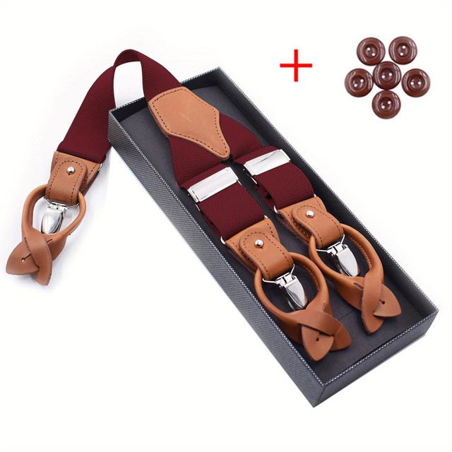 TEMU Bretelle da da 3,5 cm x 125 cm in stile vintage da per pantaloni, bretelle elastiche a clip per pantaloni eleganti, bretelle per adulti in stile britannico-americano, set confezionato