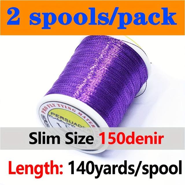 TEMU Premium 2-Spulen/Pack Fliegenbinden Slim Metallic Tinsel-Garn Glitzer Fliegenbinden-Garn Kupferdraht-Ersatz Micro Rib Fliegenbinden-Materialien