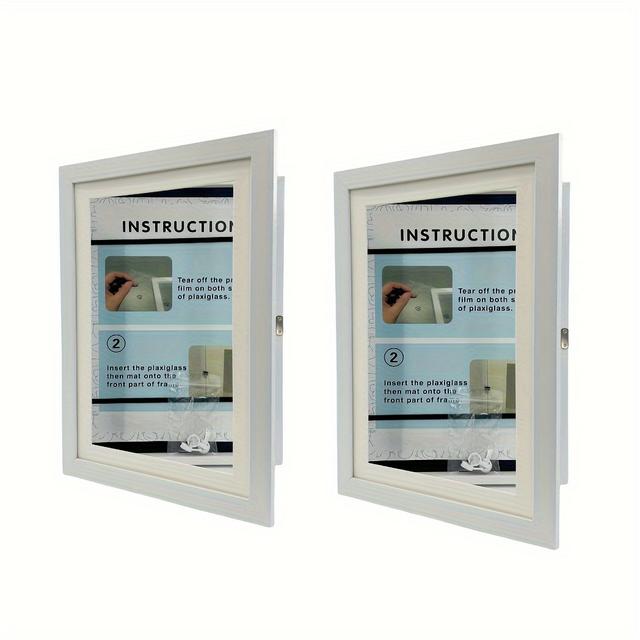 TEMU 2pcs Art Display Frame, Wooden Frame With -opening Magnetic Closure, Suitable For Projects, Home, And Office ( In White, Black, And Natural )