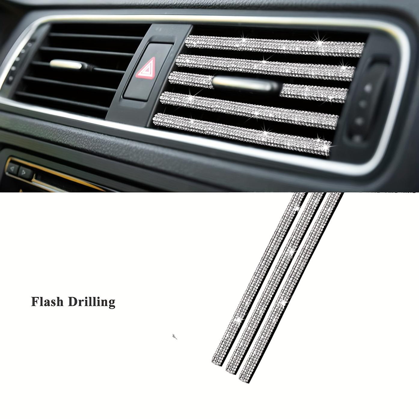 TEMU 3pcs Car Air Outlet Decoration Strip,air Conditioning Mesh U-shaped Air Outlet Car Decoration,-set Sequin Clip,car Interior Supplies