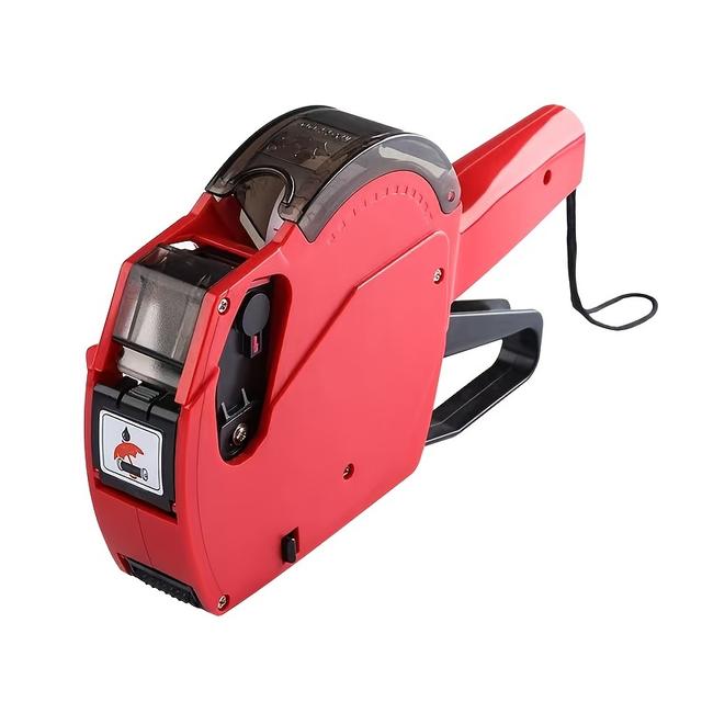 TEMU 1pc Red Mx-5500 Upgrade Price Tag Machine With A Row Of 8 Price Tag Guns For Retail Stores, Boutique, Supermarkets