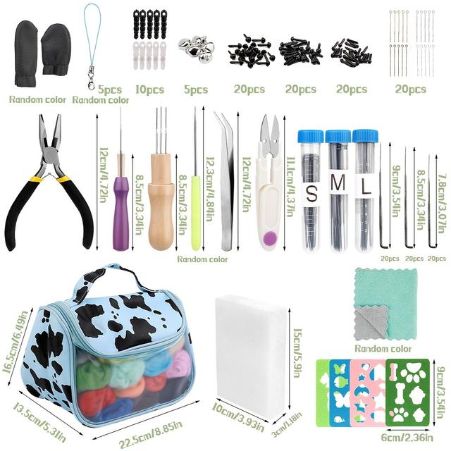 TEMU Komplettes 228-teiliges Nadel-Filz-Starterset mit 50 Verschiedenen Farben, Wollroving, Werkzeugen, Schaumstoffmatte & Aufbewahrungstasche - Ideal für Anfänger DIY Basteln