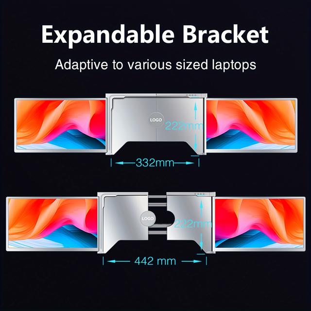 TEMU 15-inch Portable 1 Cable For Dual Screen Monitor Support Win10-11- System M1-m2-m3 14-18inch Laptop Extended External Screen - Full Hd Ips 1920*1080 Panel-typec Interface