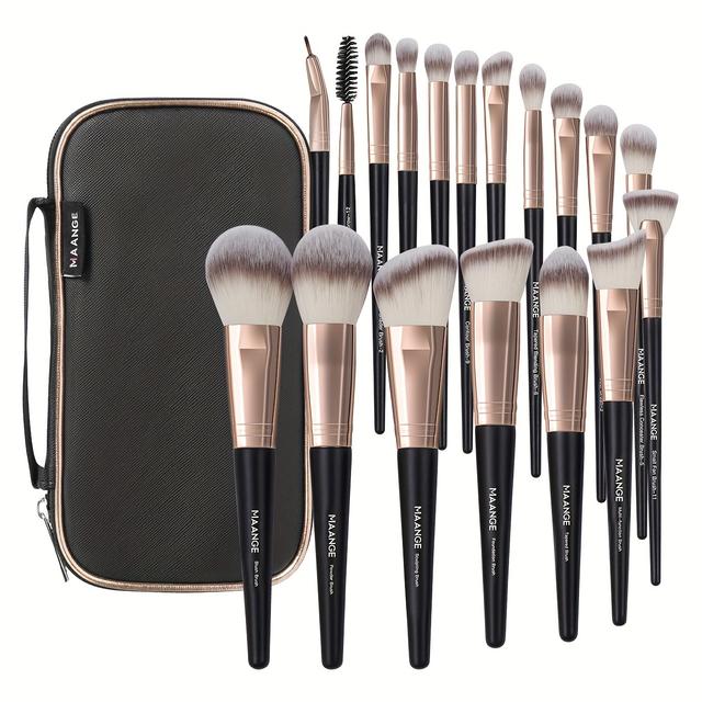 TEMU 18pcs Makeup Brush Set With Brush Bag Professional Makeup Tools Foundation Brush Eye Brush Suitable For Portable Travel Pack