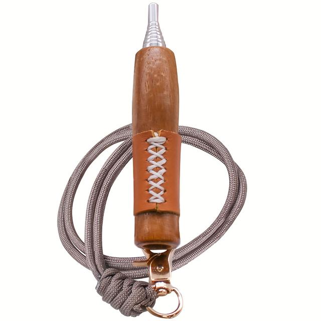 TEMU 1pc Wooden Handle Stainless Steel Retractable Fire Blow Stick Live Fire Tool With Leather Case Lanyard