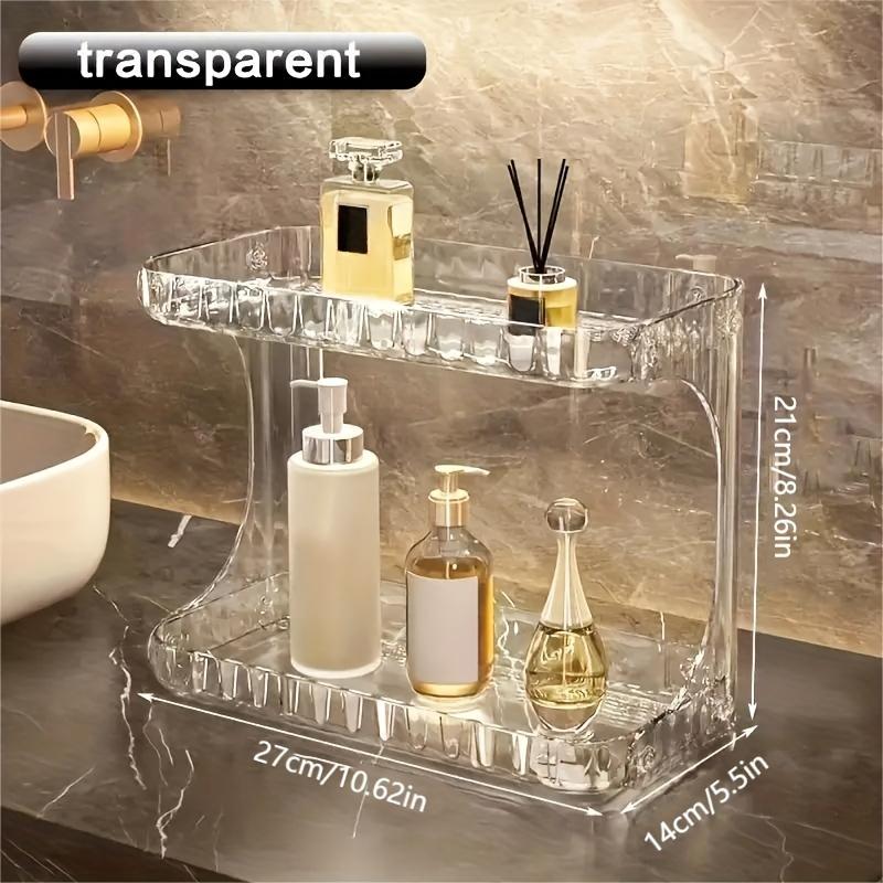 TEMU 1pc Double Layer Bathroom Storage Rack, 2 Tier Bathroom Organizer For Perfumes And Makeups, Skincare, Toiletries, Modern Plastic Desktop Storage Holder For Bathroom
