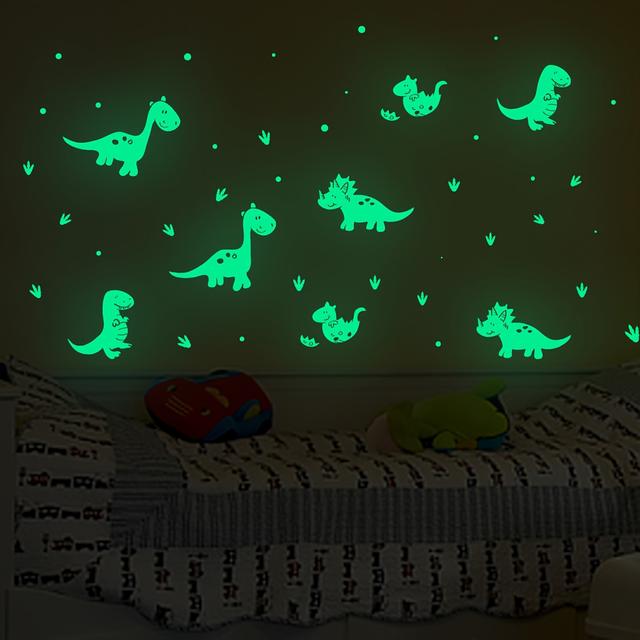 TEMU Adoráveis Adesivos de Dinossauros Pequenos que Brilham no Escuro