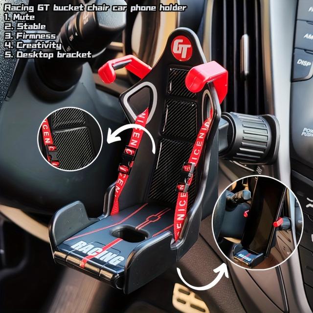 TEMU 1pc Racing Seat Design Car Phone Bracket, Carair Outlet Phone Holder, Car Interior Accessories, Gift For Men