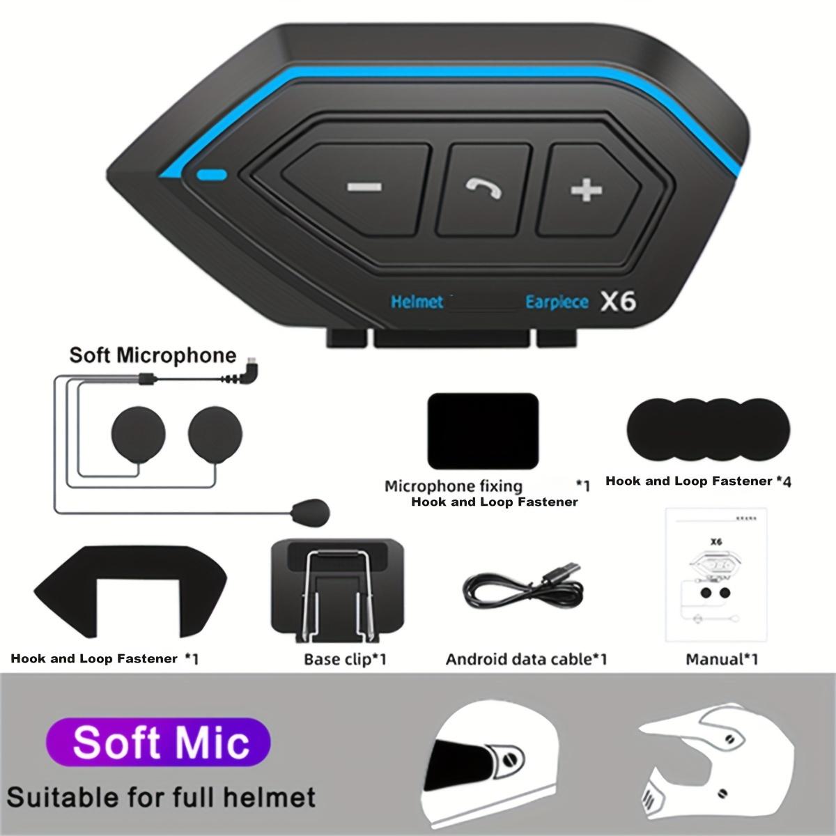 TEMU X6 Motorcycle Helmet Headset 5.0 Wireless Headphone Handsfree Stereo Earphone Speaker Noise Reduction With Mic