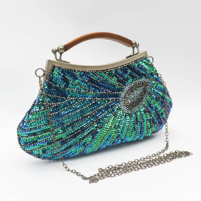 TEMU 1276 Sequin Evening Bag Vintage Dress Clutch Party Beaded Handbag