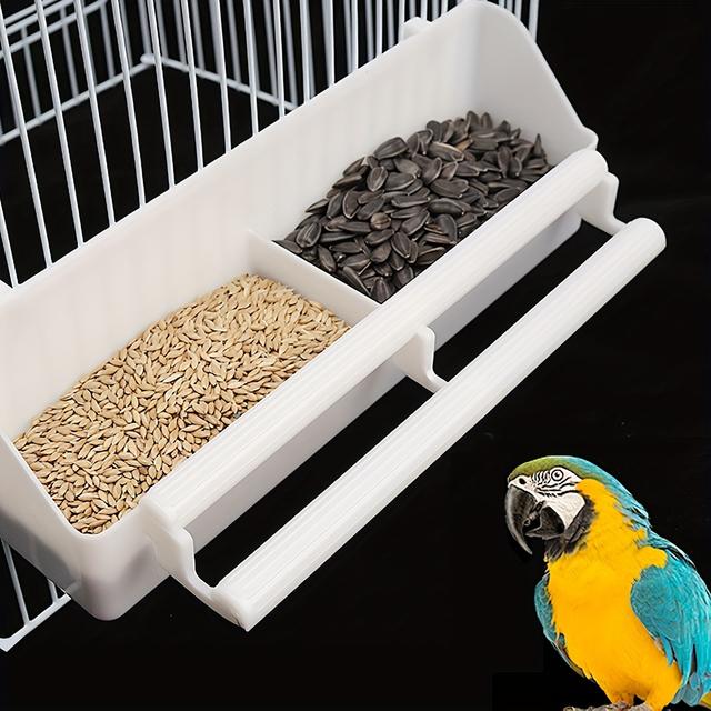 TEMU Durable Pp Bird Feeder With Dual Compartments - Parrots, Pigeons & Cockatiels - Food And Water Bowls For Small Birds, Bird Feeders For Outside