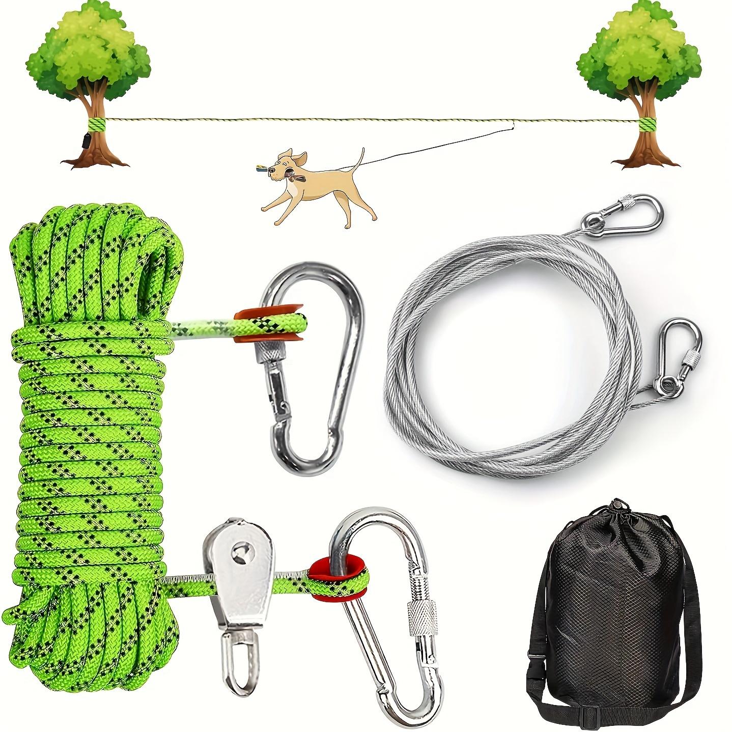 TEMU Dog Trolley System With 50ft Reflective Rope With Rotation And 12ft Dog Runner Cable