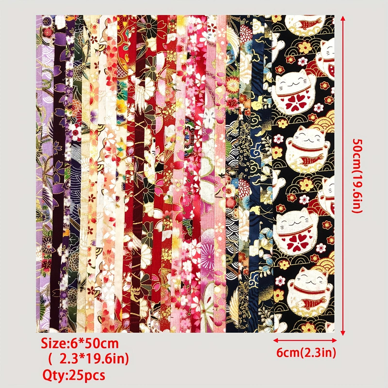 TEMU Un paquete de 25 piezas de tela de algodón que mide 2.3 .6 pulgadas, con diseños florales estampados, para acolchar y varios proyectos de manualidades