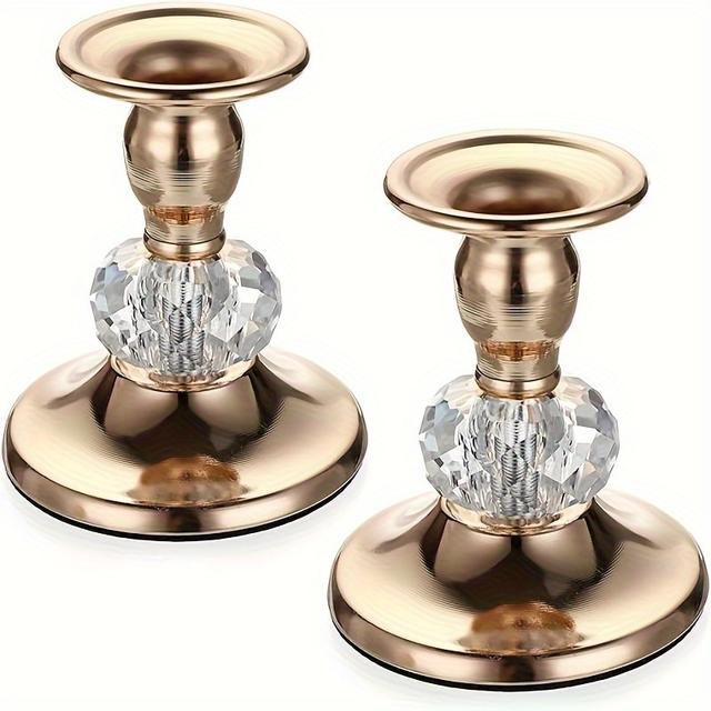 TEMU 2pcs Elegant Table Candle Set - Romantic And Luxurious Decoration, Suitable For Intimate Dining