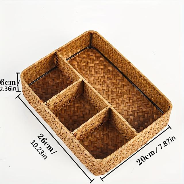 TEMU Ręcznie Robiony Koszyk do Przechowywania, Pleciony, do Organizacji Przekąsek i Różnych Przedmiotów na Stole