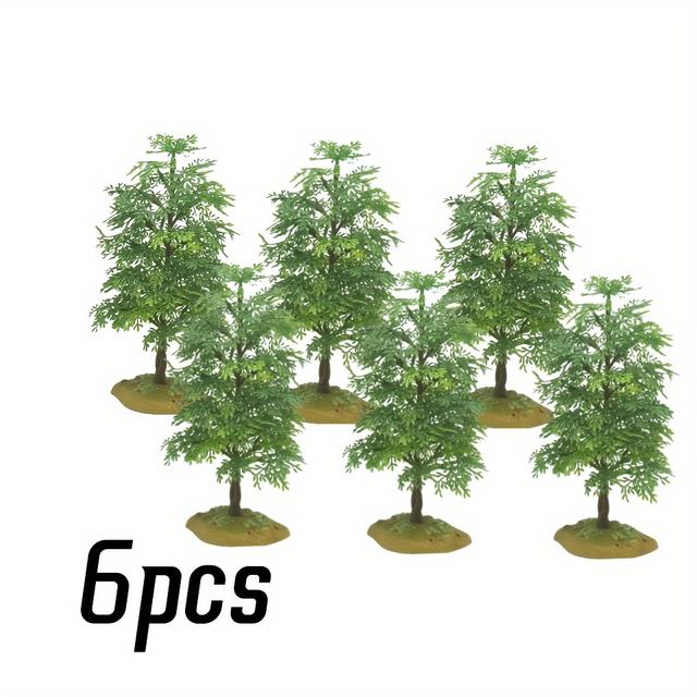 TEMU 6pcs Realistic Plastic Model Trees For Sandbox & Diorama - Durable, Weather-resistant, Detailed Foliage - Perfect For Tabletop Gaming, Miniature Landscapes, And Indoor/outdoor Decor