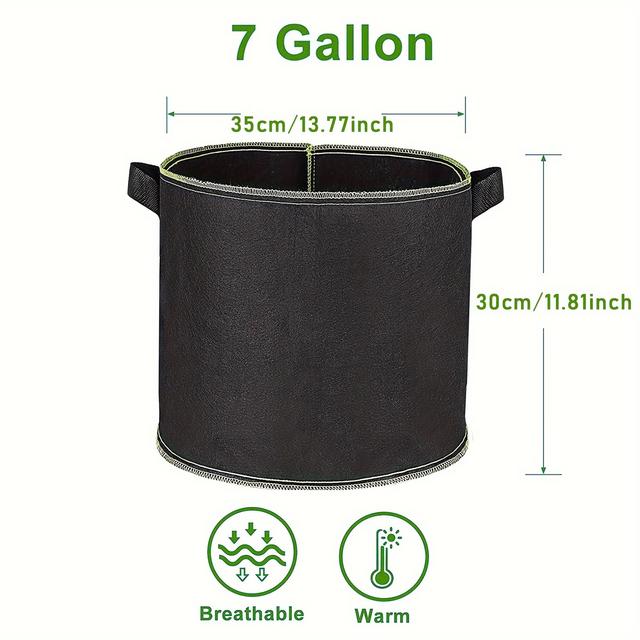 TEMU 6 Packs, 5 Gallon/ 7 Gallon/ 10 Gallon Grow Bags Heavy Duty Aeration Fabric Pots Thickened Nonwoven Fabric Pots Plant Grow Bags With Handles For Fruits, Vegetables, And Flowers