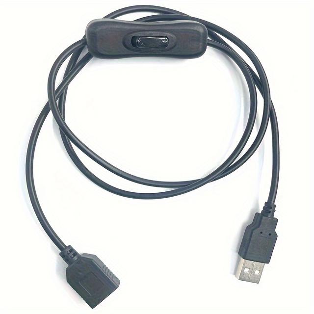 TEMU 1m 3.28ft Usb304 Switch Extension Cable 5v Male To Female Extension Cable With Switch For 5v Usb Fan Led Strip Light Table Lamp Driving Recorder Led Light