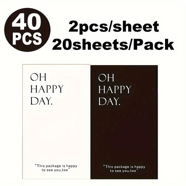 TEMU 40 große, schwarz-weiße, selbstklebende Geschenkverpackungsetiketten mit den Maßen 9x15 cm – zum Versiegeln von Geschenkboxen!