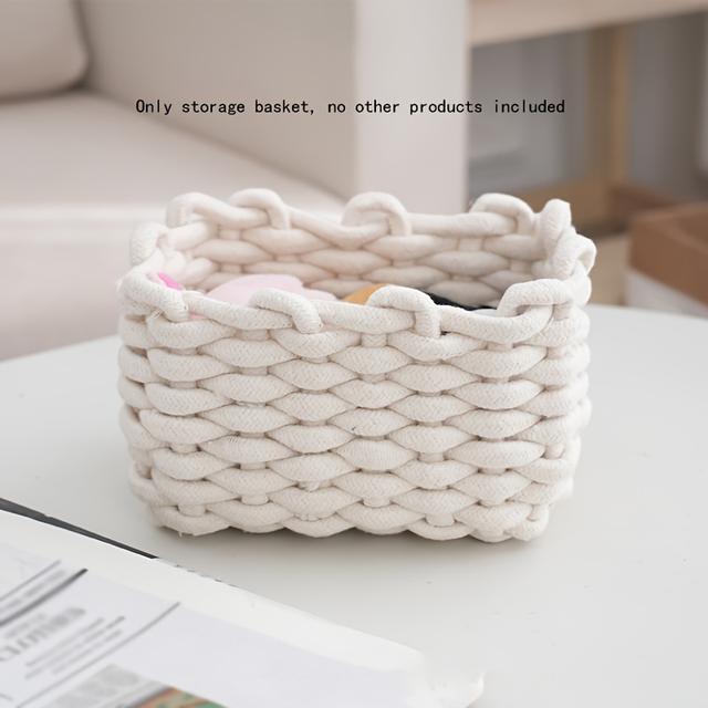 TEMU 1pc Polyester Storage Basket - Stackable Cosmetic & Bathroom Organizer, For Bedroom, Living Room, Vanity Decor - High-quality Home Storage Solution, Bathroom Organizers And Storage